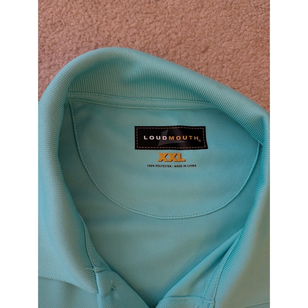 Loudmouth Golf Men's Polo Shirt Aqua Turquoise Blue Pique Short Sleeve- XXL - Picture 3 of 7